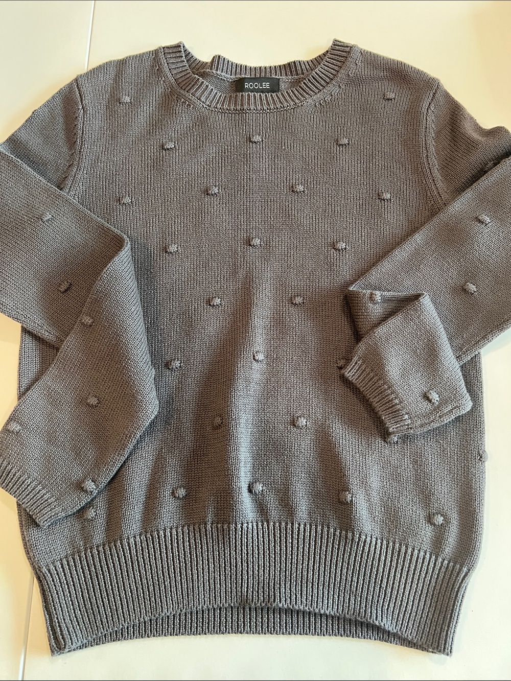 Roolee - small, Gray Textured Bubble Crewneck Sweater